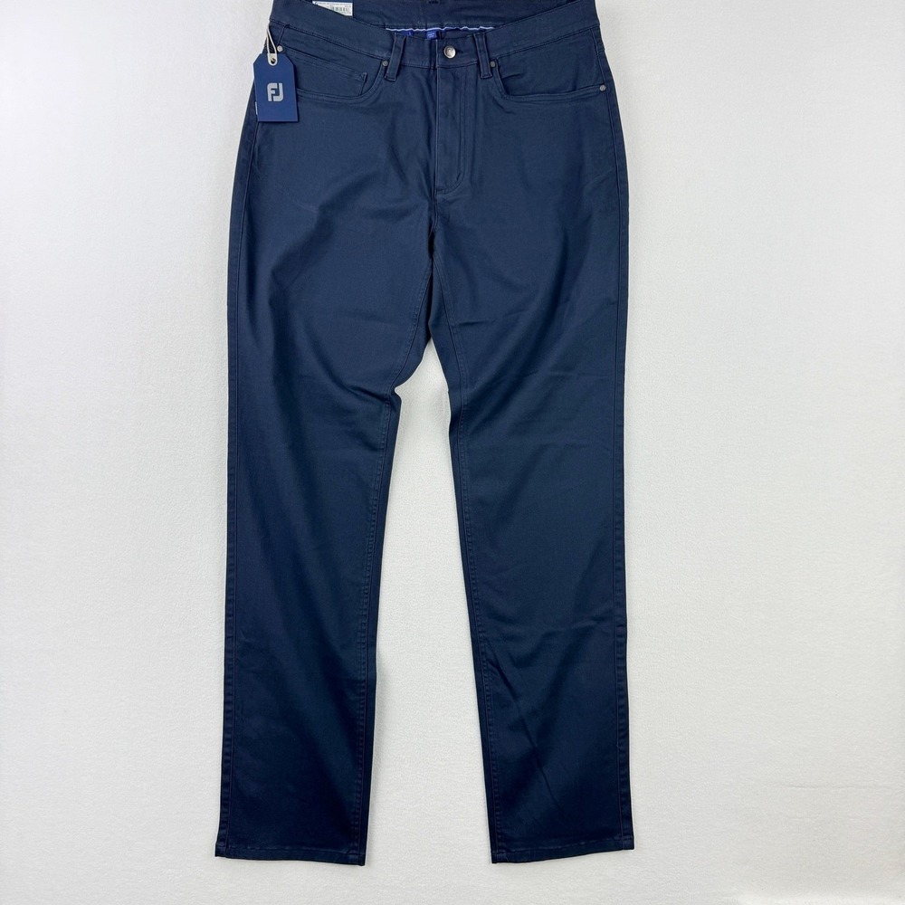 FootJoy 1857 Sueded Cotton Twill Golf Pants Mens 33x34 Navy 5-Pocket 29013 NEW
